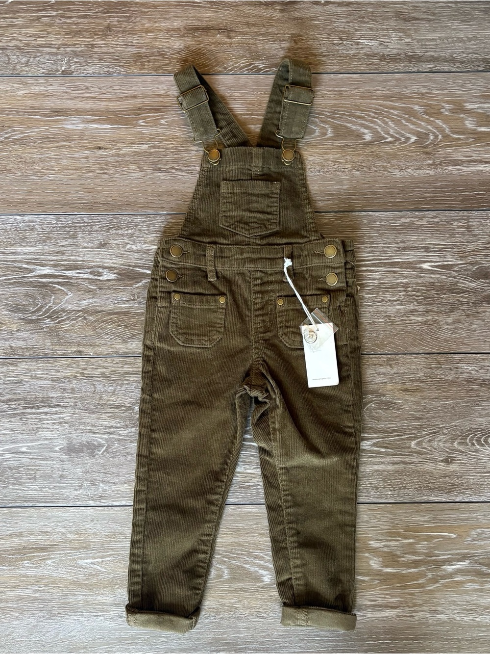 NWT Jamie Kay Olive Corduroy Overalls 1Y Toddler Adjustable Straps